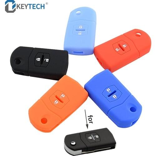 OkeyTech Key Case Cover Silicone Rubber 2 Buttons Remote Car Key Case Fob For Mazda CX-5 CX5 CX-7 CX7 3 2 6 Atenza CX-9/CX9 MX5
