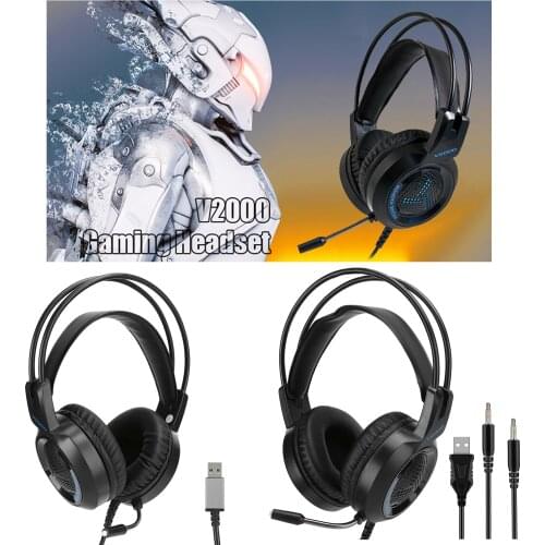 Black 7.1 Sound Track Over Ear Gaming Headset Earpiece Headphones for Gamer Soft Earmuffs for Gamer