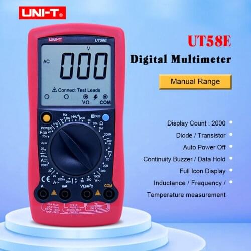 UNI-T UT58E Ammeter Multitester DMM Digital Multimeters DC/AC Voltage Current Resistance Capacitance Tester Data