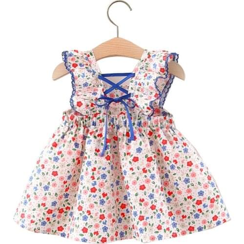 ZMAFOX Baby Clothes Summer Beach Toddler Vest Dress for Newborn Girls Sleeveless Floral Sling Skirt for 1 2 3 Year
