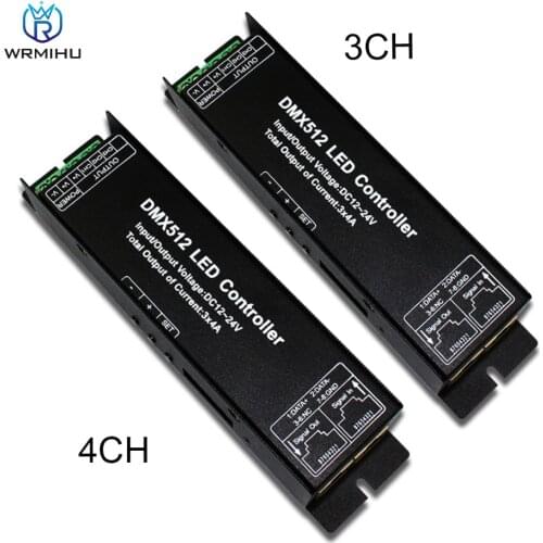 DC12-24V Long Strip Display Constant Voltage DMX512 Decoder 3/4 Channel PWM Controller Signal Drive LED Light Strip