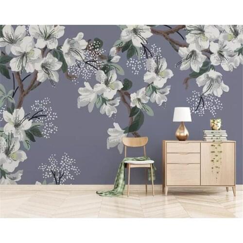 Beibehang Custom Wallpaper Magnolia hand-painted pen and flower Living Room Bedroom background wall Wall Sticker 3d wallpaper