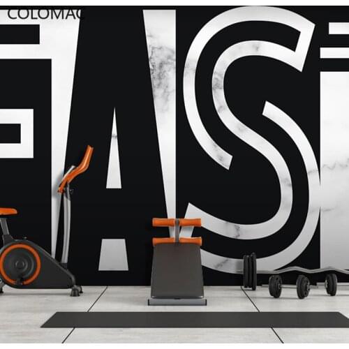 Colomac Custom 3d Industrial Style Gym Wallpaper Black and White Alphanumeric KOL Clothing Store Mural Decorations Drop Shopping
