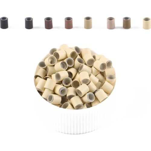 HARMONY 500pcs/bag 4.0mm Copper Silicone Micro Tubes Rings Links for Hair Extensions Hook Needle Threader Tools