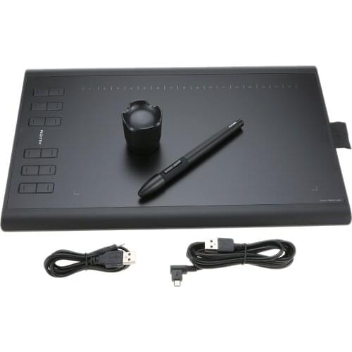 Huion Graphic Drawing Tablet 5080 LPI Micro USB New 1060PLUS with Memory Card 12 Express Keys Digital Painting Rechargeable Pen