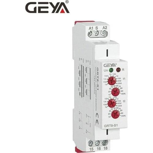 GRT8-S Multifunction Adjustable Timer Repeat Relay SPDT AC220V 16A AC/DC12V-240V Electric Protective Asymmetric Cycle