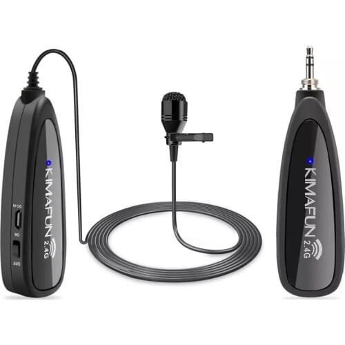 KIMAFUN 30-50m 2.4G Lavalier Wireless Mini Microphone for iphone Android Camera Laptop MAC for Youtube recording pc microphone