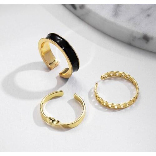 ZOVOLI 2021 New Gothic Style Three Piece Opening Rings for Woman Fashion Jewelry European and American Wedding Party Sexy Ring