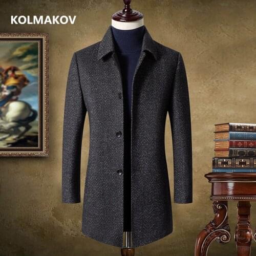 KOLMAKOV 2021 new arrival winter Double-sided woolen coat thicked trench coat men,mens smart casual wool jackets,size M-XXXL