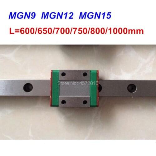 MGN9 MGN12 MGN15 linear rail guide 600mm 650mm 700mm 750mm 800mm 1000mm + MGN9H MGN12H MGN15C or MGN H carriage for 3d printer