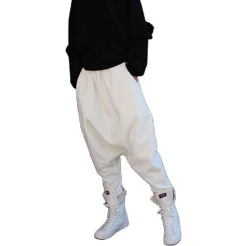 Baggy Cross-SweatPants Women dancing Boyfriend Bloomers Wide Leg Elastic Waist Harem Trousers Low Crotch streetwear Joggers