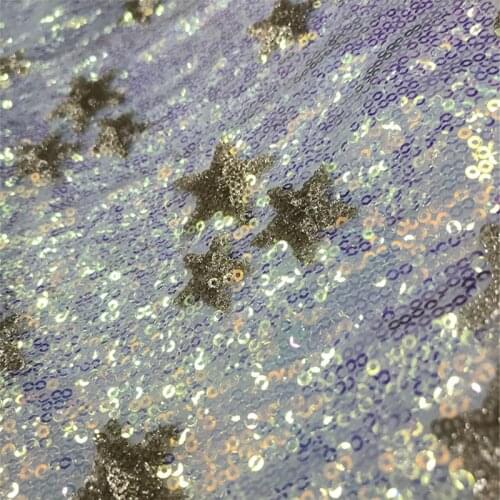 Lace140 Fashion Shinny Dress Fabrics Stars Sequined Fabrics For Womens Dresses Headscarves Handbags Evening Dress