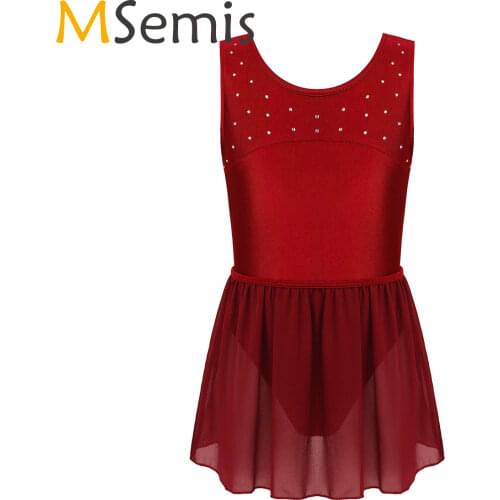 MSemis Girls Shiny Ballet Tutu Dance Leotard with Mesh Skirt Child Gymnastics Leotard Dress Kids Stage Party Dance Costume Set