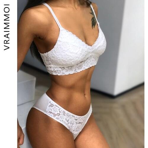 New French underwear Set Lace Sexy Push-up Bra And Panty Sets Comfortable Brassiere Wire Free Embroidery Flowers Lingerie