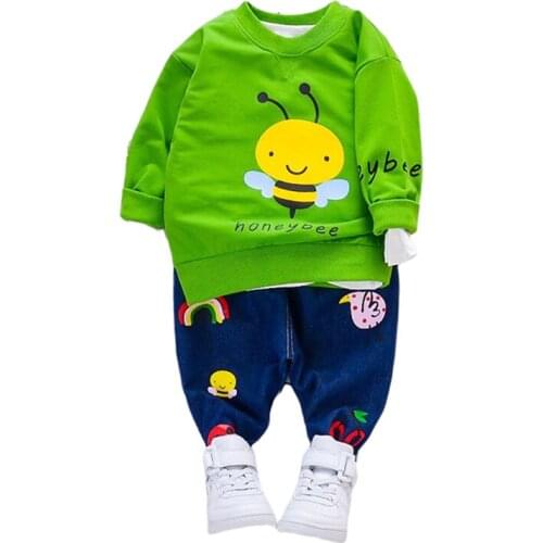 New Spring Autumn Baby Clothes Cute Boy Girl Cartoon Bee Print T-shirt Pants 2pcs/sets Kids Fashion Clothing Children Tracksuits