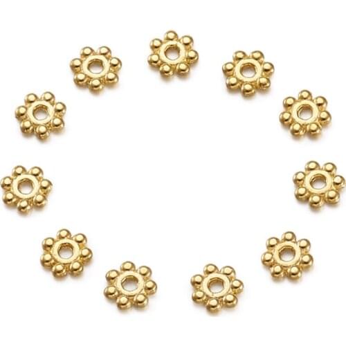 Pandahall 500 pc Alloy Spacer Flower Golden 4x1.5mm For DIY Jewelry Finding Making Necklaces Beads Lead Free & Cadmium Free