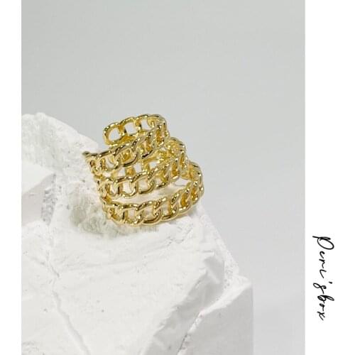 PerisBox Gold Color 3 Layers Clip on Ear Cuff No Piercing Geometric Link Chain Earcuff Earrings For Women Punk Trendy Earrings