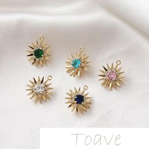 14K gold-clad copper plated real gold copper inlaid zircon crystal meteor color zircon diy pendant handmade material accessories