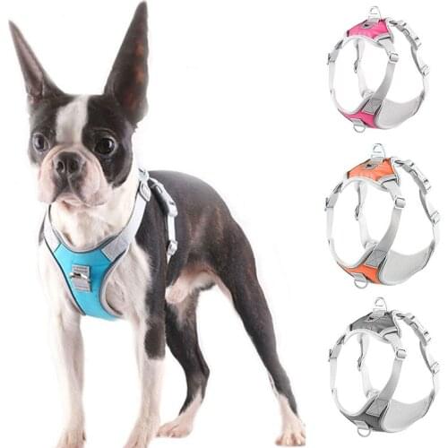 Strong Pet Dog Harness Vest Soft Adjustable Reflective Small Medium Dogs Harness Collar Breathable Outdoor Protective Harness