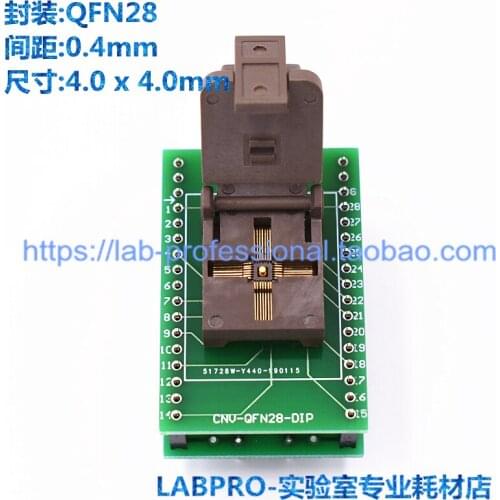 QFN4X4-28L(0.4) with board to DIP test socket gold-plated high temperature aging resistance socket burn-in burning socket