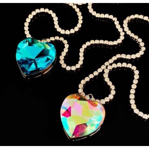 Luxury Geometric Cut Sparkling Diamond Heart Pendant Necklace for Women Wedding Engagement Jewelry Moonstone Necklace Hot Hot