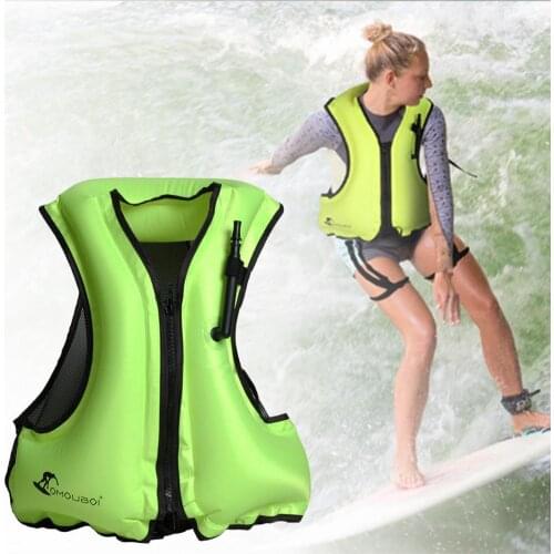 Adult Outdoor Inflatable Life Jacket Swimming Boating Surfing Life Vest Portable Adjustable Belt Zipper Boat Fishing Swimsuit