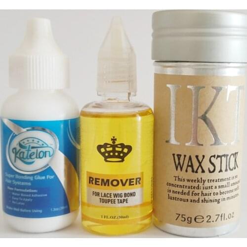 Super Lace Wig Glue Hair Bonding 38ml + Remover 30ml + 75G Wax Sticks Wig Kits For Tape Toupee Lace Frontal System