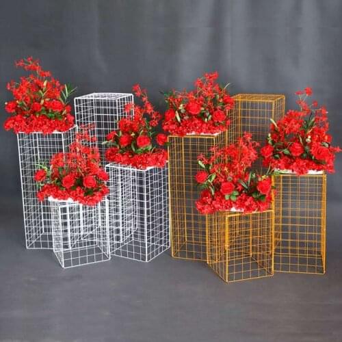 Wedding Party 4pcs Grid Plinth Iron Square Background Stand Table Decoration Road Stage Plinth Wedding Decorations