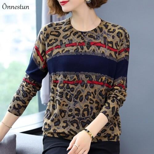 Retro Print Pullover Sweater Women Spring Autumn Womens Clothing Sweaters Pull Top Femme Elasticity Sweater For Woman