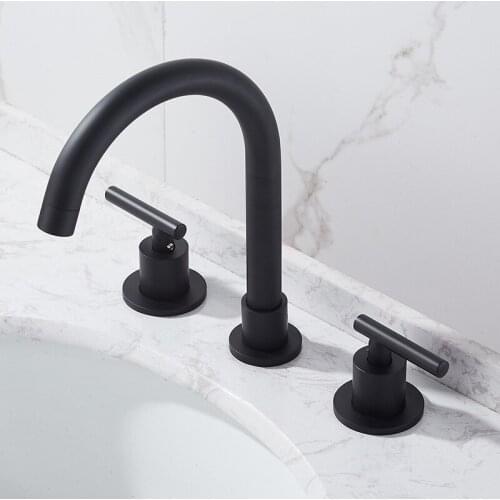 Vintage Black Polished Basin Faucet Set Classic American Style Bathroom Sink Faucet Tap Hot Cold Water Mixer Faucets