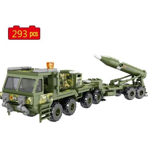 Military series WW2 long-range rocket launch armored vehicle Soldier weapon Building Blocks Bricks Creative toys Gifts