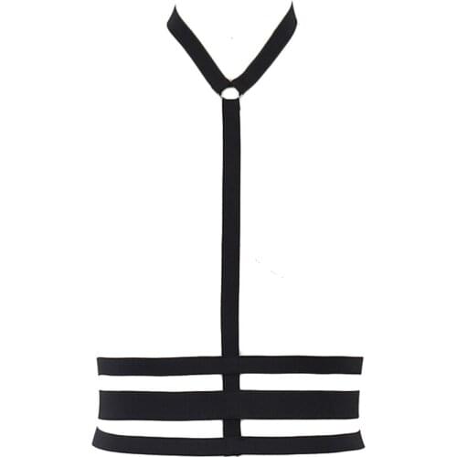 Goth Neck Harness Cage Bra Woman Elastic Adjustable Body Harness Sexy Lingerie Bondage Belt Body Cage