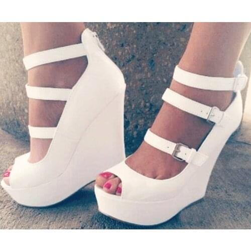 Minan Ser Womens wedge sandals, sexy and fashionable white wedge sandals for weddings and parties