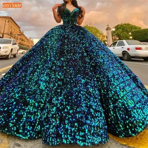 Sequined Ball Gown Prom Dress Real Photos Lace Up Formal Party Dresses Long Women Vestidos De Fiesta Largos Elegantes De Gala