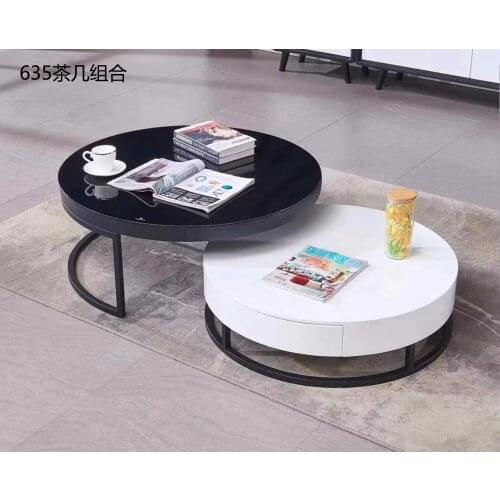 0621CJ635 Modern round metal frame Tempered glass surface living room furniture coffee tea table round combination round table