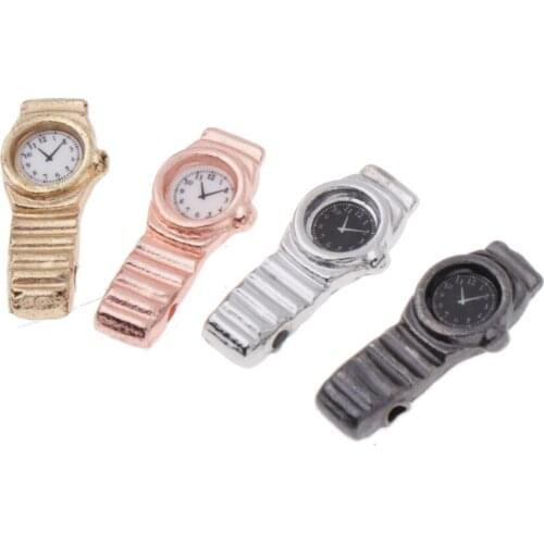 1:12 Dollhouse Miniature Accessories - 4pcs Metal Watches Model, for Room Decor or People Figures