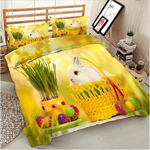 4/6pcs Luxury bedding set 3D Cute rabbit duvet cover sets Us size super King bed linen bedclothes