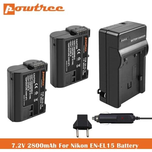 2800mAh EN-EL15 Battery+Charger For Nikon D850 D7500 D7000 D7100 D7200 D800 D800E D810 D810A D750 D600 D610 Digital SLR Camera