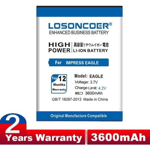 LOSONCOER 3600mAh Good Quality Batteries For Vertex Impress Eagle Replacement Phone Battery