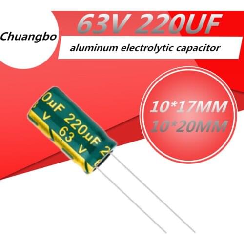 20pcs/lot Higt quality 63V 220UF 10*17MM 10*20MM aluminum electrolytic capacitor 63V 220UF 10*17MM 10*20MM