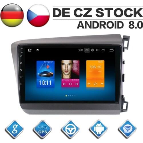 Octa Core 2 Din Stereo Android 8.0 Car Radio for Honda CIVIC 2012 2013 2014 2015 right hand GPS Navigation CD DVD Player FM