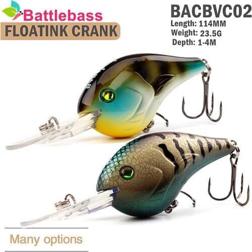 BATTLEBASS 75mm 24g Fishing Lure Floating Wobbler Fishing Deep Crankbait Cranks Rattle Artificial Bait Hard Wobbler For Trolling