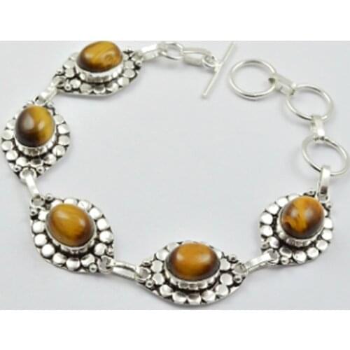 Tiger Eye Bracelet Silver Overlay Over Copper , 21 cm, B2369