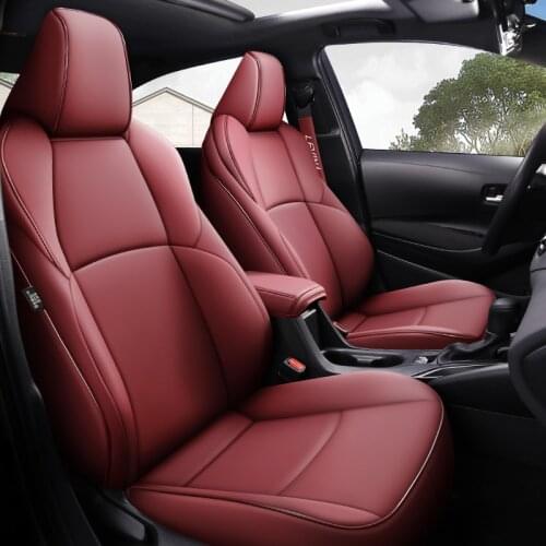 Wine Red Car Seat Cover 5-Seater Custom Leather Comfortable/ Breathable All-Inclusive Seats Cushion For Toyota Corolla 2019-2021
