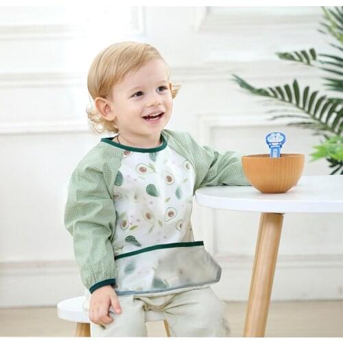 Baby Bibs Waterproof Long Sleeve Baby Stuff Feeding for Children Cute Eating and Drawing Short Sleeve Apron Self Feeding Bib