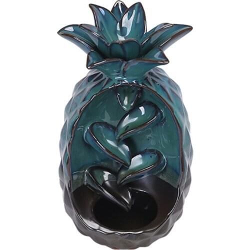 Pineapple Backflow Cone Incense Burner Waterfall Incense Holders Home Decor Statue Ornaments and 20 Incense Cones