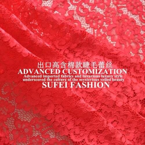 150*150cm red embroideried floral lace fabric for wedding evening dress clothing decoration S014