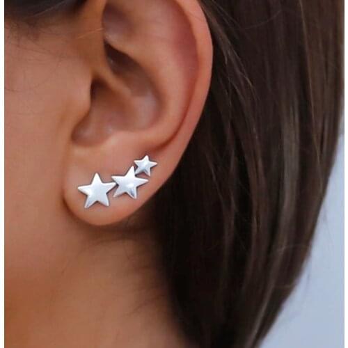 Fashion 100% 925 Sterling Silver ear cuff,Christmas gift silver gold sweep star silver earring