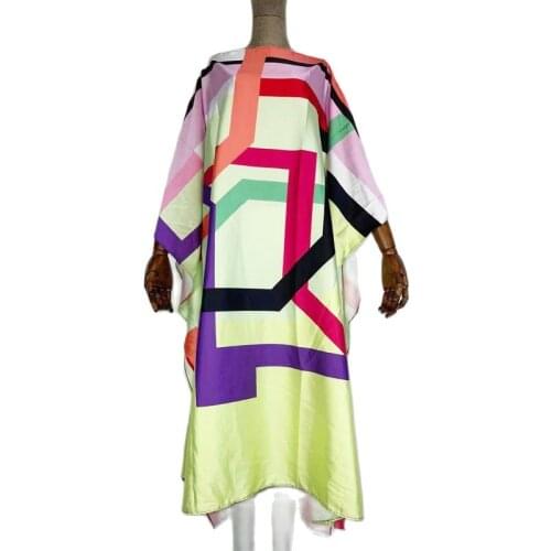 Fashion printed summer sexy silk kaftan dress boho long dress Full length Holiday women Beach caftan dress African dresses
