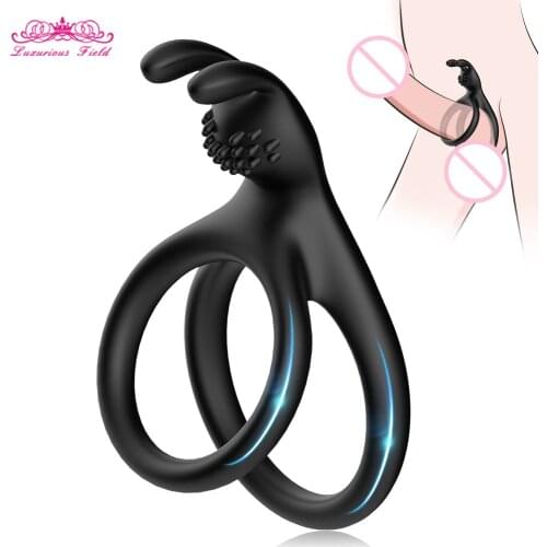 Male Double Penis Ring Delay Ejaculation Cock G spot Stimulator Clitoris Massager No Vibrator Sex Toys for Men Women Adult